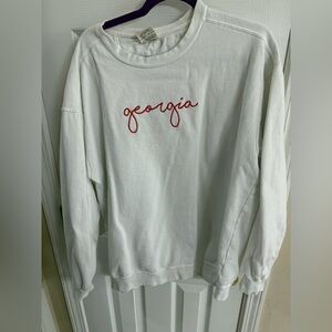 Comfort Colors GEORGIA White Sweater with Red Embroidery